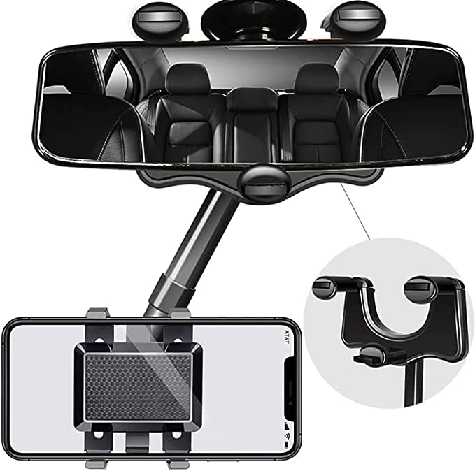 DMJWAN Porte-Supports Supports de Miroir rétroviseur pour Voiture pour téléphone Portable, Adapté pour Smartphone de 3 à 7 Pouces